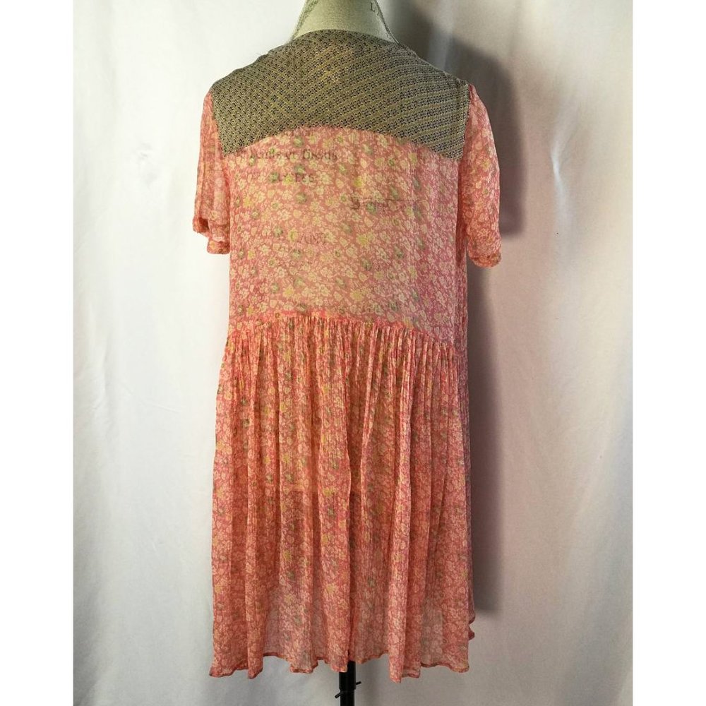 Anthropologie Pink Boho Sheer Flirty Mini Dress By Maeve Size 4 - Picture 5 of 10